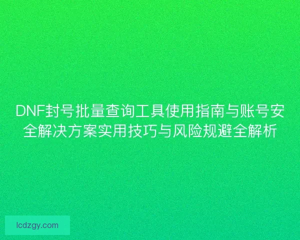 DNF封号批量查询工具使用指南与账号安全解决方案实用技巧与风险规避全解析